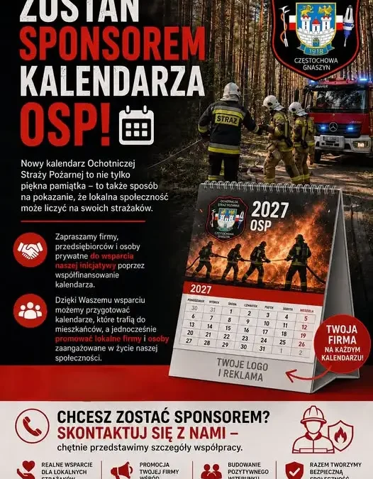 OSP Gnaszyn szuka sponsorów do kalendarza na 2027 rok