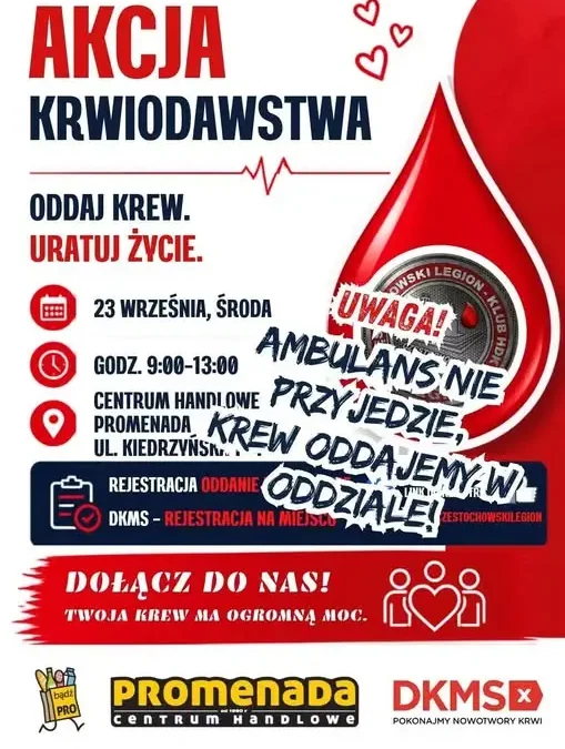 Akcja krwiodawstwa w Częstochowie – oddaj krew i zarejestruj się jako dawca szpiku