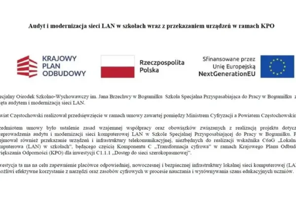 Bogumiłek: nowoczesna sieć LAN w Specjalnym Ośrodku Szkolno-Wychowawczym