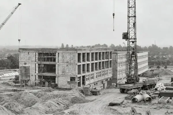 Retro Północ: niepublikowane zdjęcie z budowy Szkoły Podstawowej nr 2 w Częstochowie