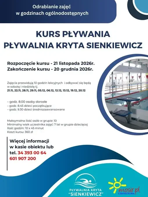 Kurs pływania w Częstochowie – zapisy na listopadowo-grudniową edycję