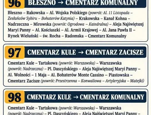 Częstochowa na Wszystkich Świętych: cztery dodatkowe linie autobusowe do cmentarzy
