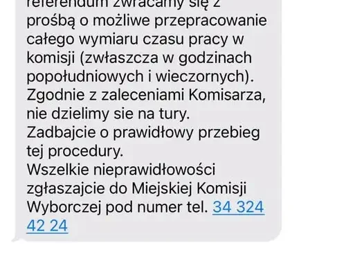 Fałszywe SMS-y do członków komisji referendalnych w Częstochowie. Apel o czujność