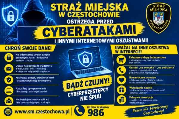 Częstochowska Straż Miejska ostrzega przed cyberprzestępcami – jak nie dać się oszukać?